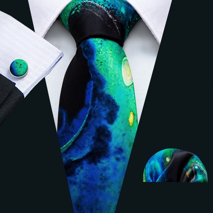 Koop Stropdas, pochet en manchetknopenset galaxy blauw voor slechts  € 49,95 bij Henk ter Horst herenmode