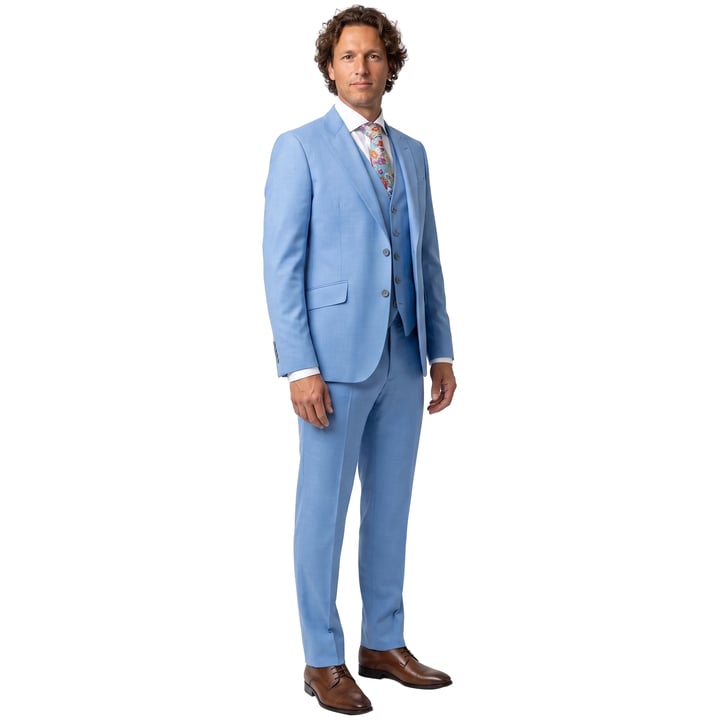 Koop Henk ter Horst 3-delig herenkostuum tropical gemêleerd Lichtblauw voor slechts  € 299,95 bij Henk ter Horst herenmode