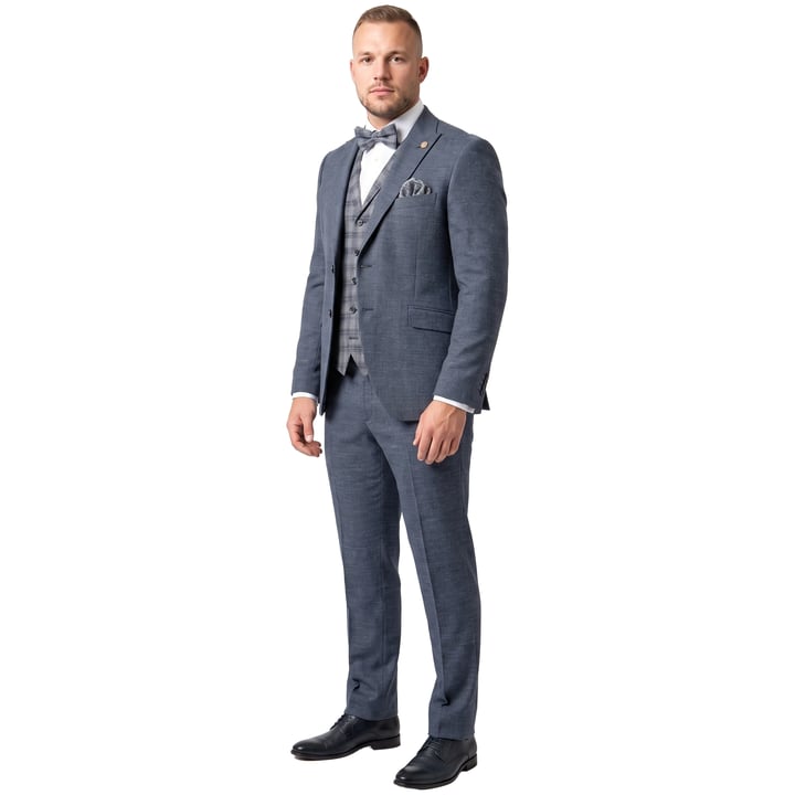 Koop Wilvorst 3-delig trouwkostuum Green Wedding met geruit gilet Donkerblauw voor slechts  € 1.049,95 bij Henk ter Horst herenmode