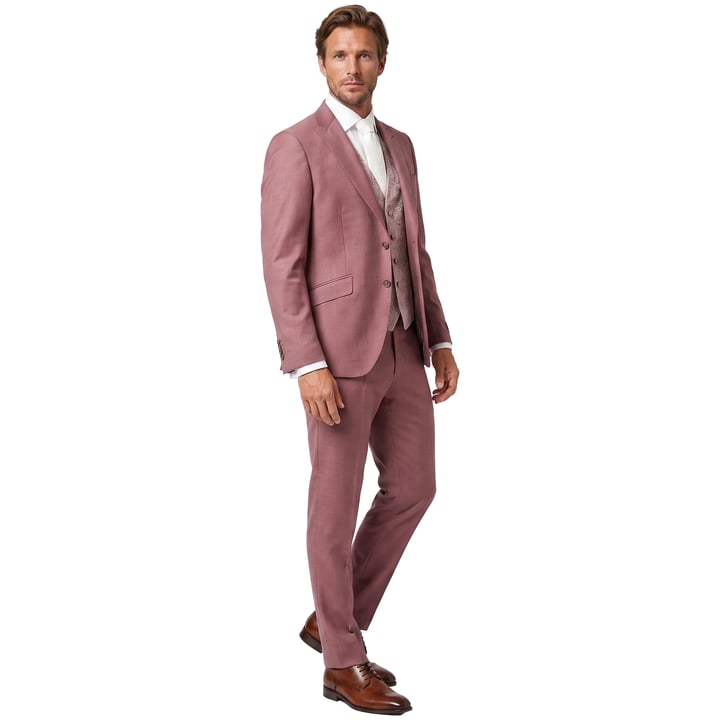 Koop Wilvorst 3-delig trouwkostuum wol met jacquard gilet Bordeaux voor slechts  € 799,95 bij Henk ter Horst herenmode