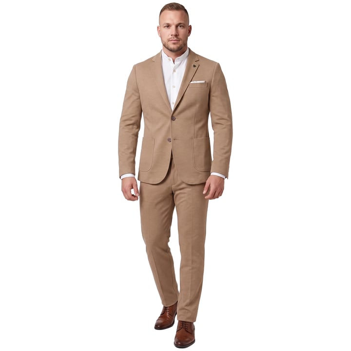 Koop Henk ter Horst Flexx slim-fit 2-delig kostuum met stretch Beige voor slechts  € 209,97 bij Henk ter Horst herenmode