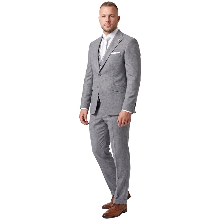 Koop Wilvorst 3-delig Green Wedding trouwkostuum gemeleerd scheerwol katoen zijdemix Grijs voor slechts  € 699,95 bij Henk ter Horst herenmode
