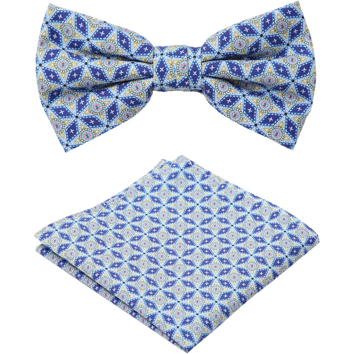 Henk ter Horst 100% katoenen vlinderstrik met grafische wiebertjes rondjes print Donkerblauw