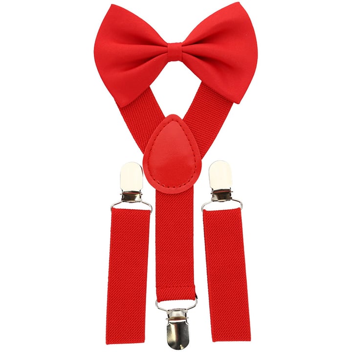 Koop Kinderbretelset met vlinderstrik uni-kleurige set rood voor slechts  € 19,95 bij Henk ter Horst herenmode