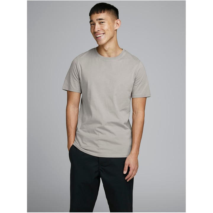 Koop Jack & Jones uni t-shirt ronde hals Lichtgrijs voor slechts  € 12,99 bij Henk ter Horst herenmode