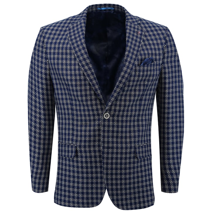 Koop Henk ter Horst ruitcolbert met Birdseye effect Donkerblauw voor slechts  € 111,95 bij Henk ter Horst herenmode