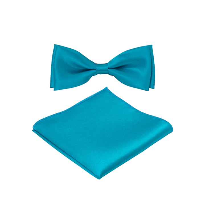 Koop Vlinderstrik met glanssatijnen afwerking Turquoise voor slechts  € 29,95 bij Henk ter Horst herenmode