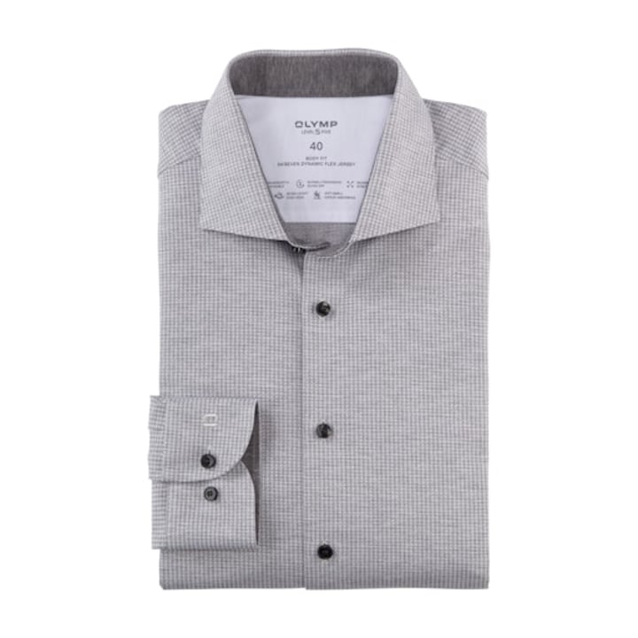 Koop Olymp Level Five 24/Seven extra lange mouw body fit overhemd Grijs voor slechts  € 99,95 bij Henk ter Horst herenmode