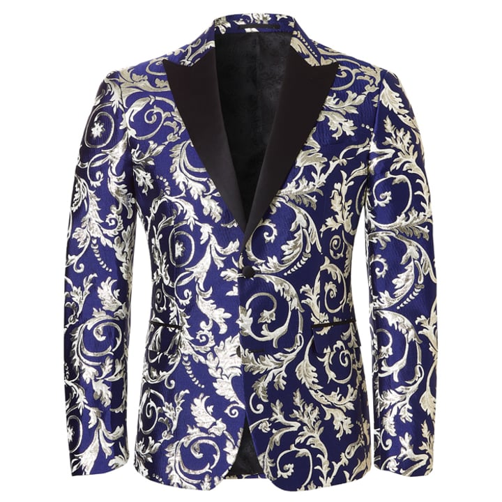 Henk ter Horst Lurex jacquard geweven smoking colbert Blauw