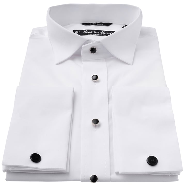 Koop Henk ter Horst smoking overhemd zonder plissé met luxe stud knopen Wit voor slechts  € 79,95 bij Henk ter Horst herenmode