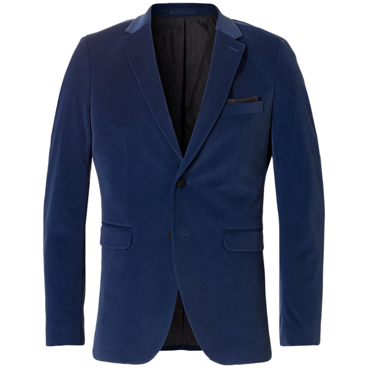 Koop Weis Velours Velvet colbert met fluwelen revers Blauw voor slechts  € 146,97 bij Henk ter Horst herenmode