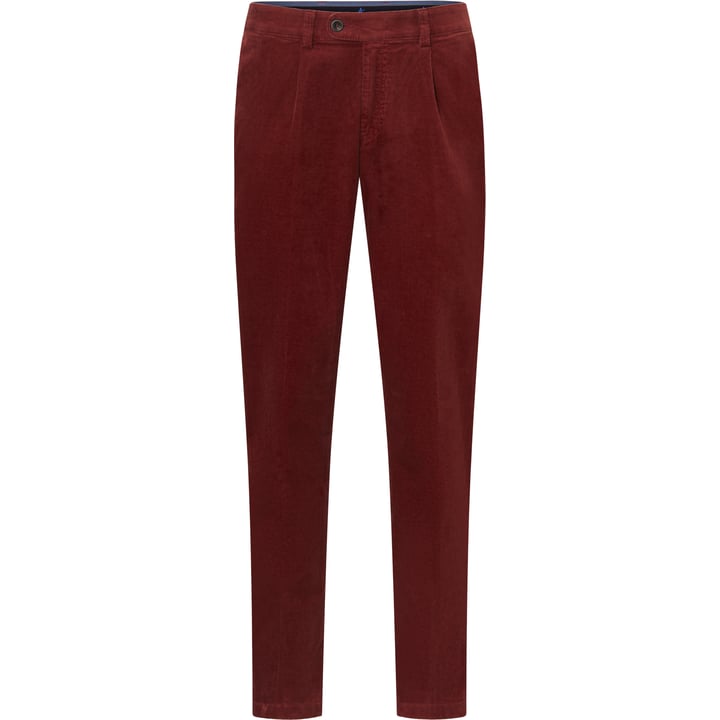 Henk ter Horst katoenen stretch chinobroek corduroy met bandplooi Donkerrood