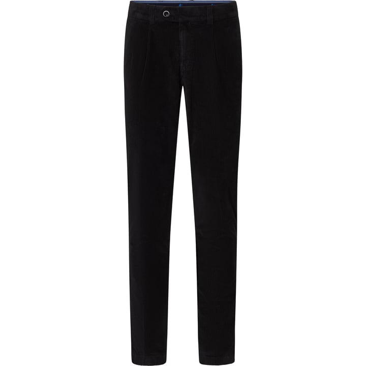 Henk ter Horst katoenen stretch chinobroek corduroy met bandplooi Zwart