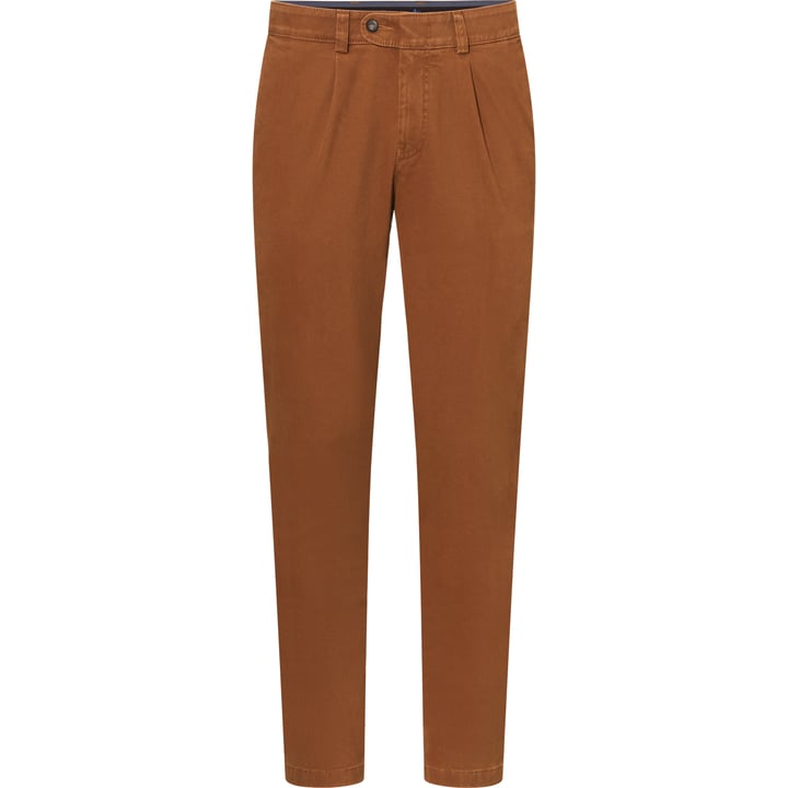 Henk ter Horst katoenen stretch chinobroek met bandplooi Cognac