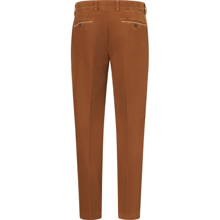 Henk ter Horst katoenen stretch chinobroek met bandplooi Cognac