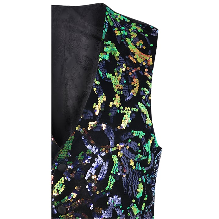 Henk ter Horst Feestgilet pailletten iriserend glanzend glitter waistcoat Blauw