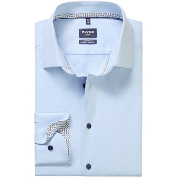 Koop Olymp Luxor 24/seven modern fit katoen overhemd lange mouw Blauw voor slechts  € 89,95 bij Henk ter Horst herenmode