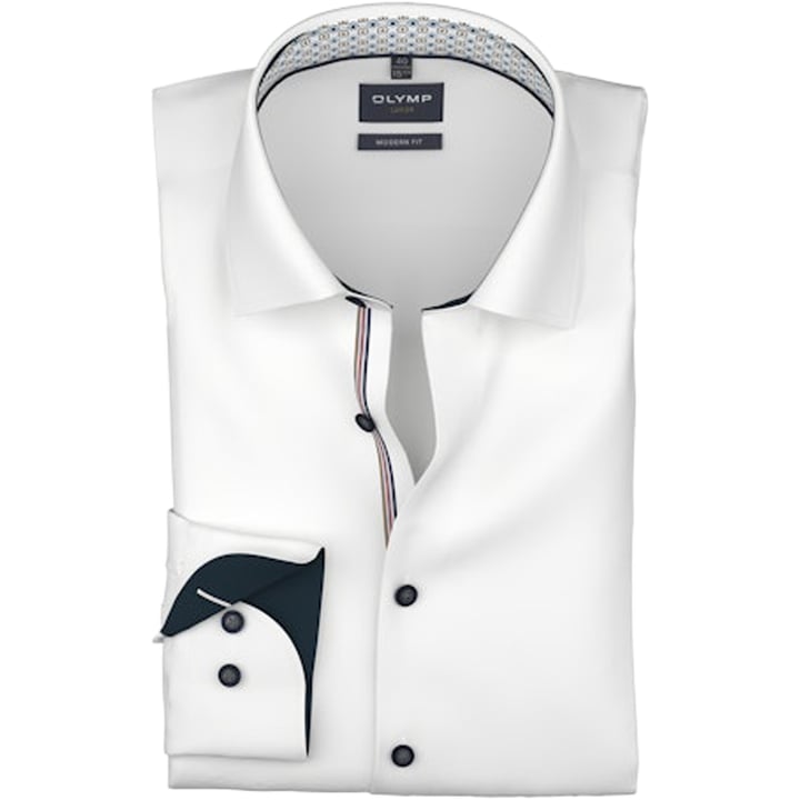 Koop Olymp Luxor modern fit katoen overhemd lange mouw Wit voor slechts  € 79,95 bij Henk ter Horst herenmode