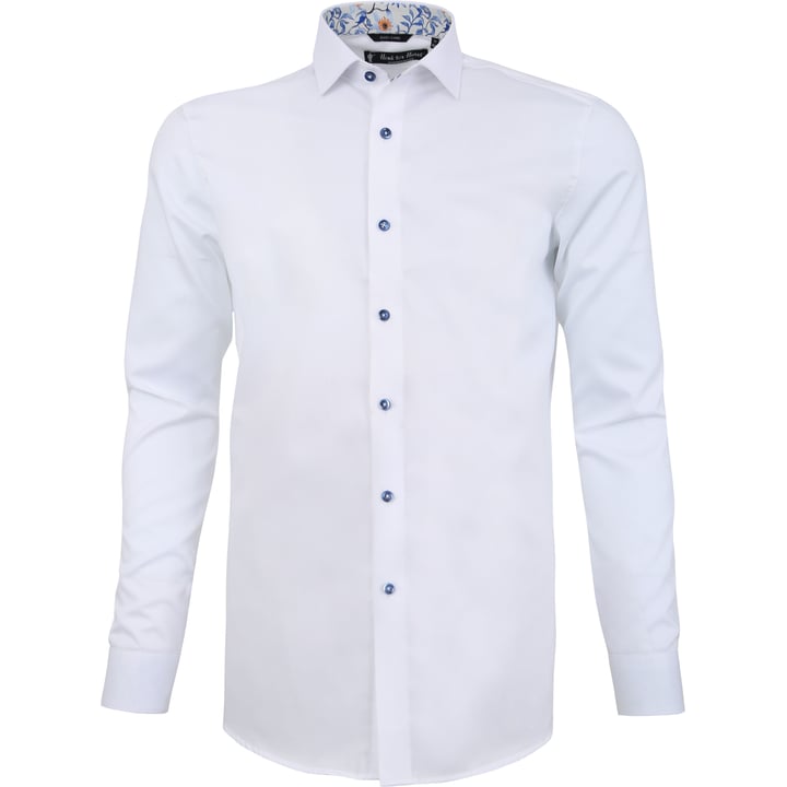 Koop Henk ter Horst 100% katoenen business overhemd met lange mouw en bloemenprint in kraag Wit voor slechts  € 79,95 bij Henk ter Horst herenmode