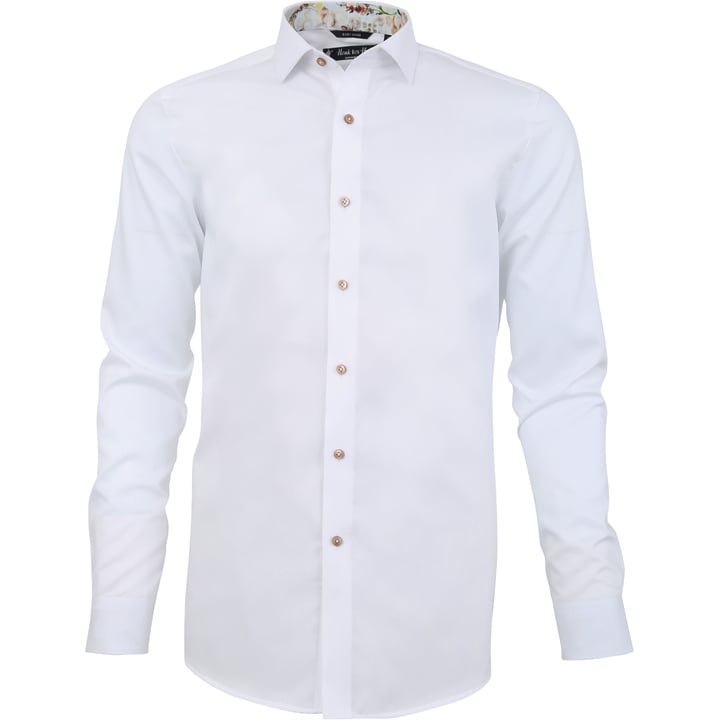 Koop Henk ter Horst 100% katoenen business overhemd met lange mouw en grafische bloemenprint in kraag Wit voor slechts  € 79,95 bij Henk ter Horst herenmode
