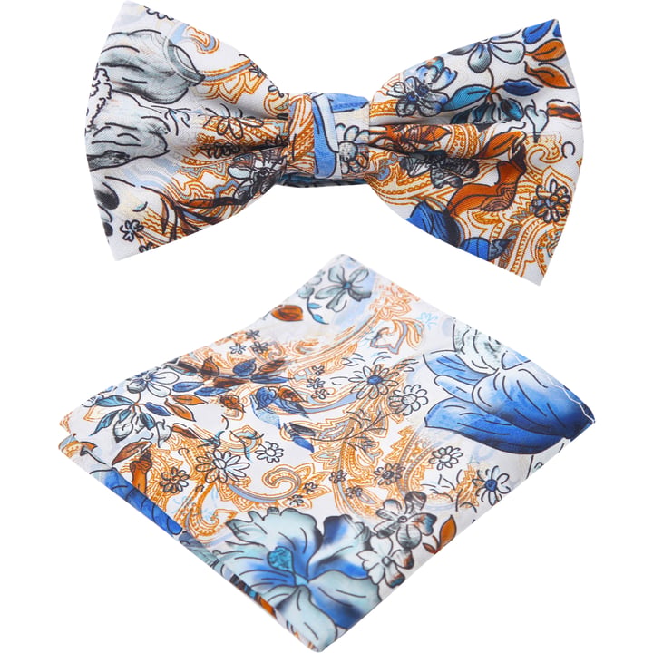 Henk ter Horst 100% katoenen vlinderstrik met bloemen paisley print Blauw