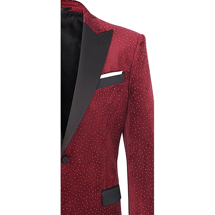 Henk ter Horst Velours Velvet Fluweel colbert met glinsterende strass steentjes Bordeaux