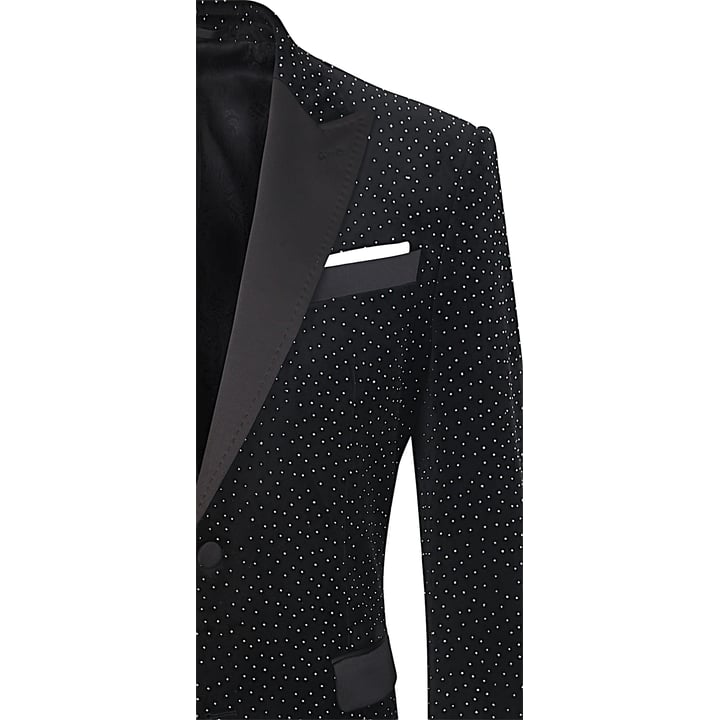Henk ter Horst Velours Velvet Fluweel colbert met glinsterende strass steentjes Zwart