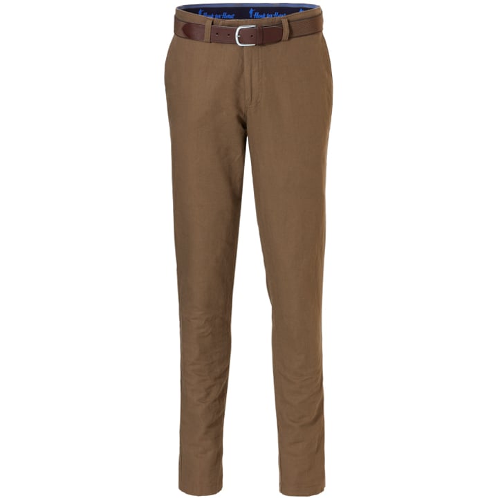 Koop Henk ter Horst linnen chino met elastische band Bruin voor slechts  € 69,95 bij Henk ter Horst herenmode