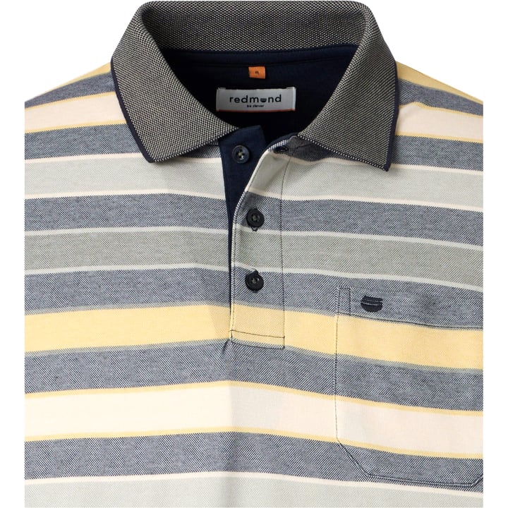 Redmond big men herenpolo met borstzak two tone gestreept Geel