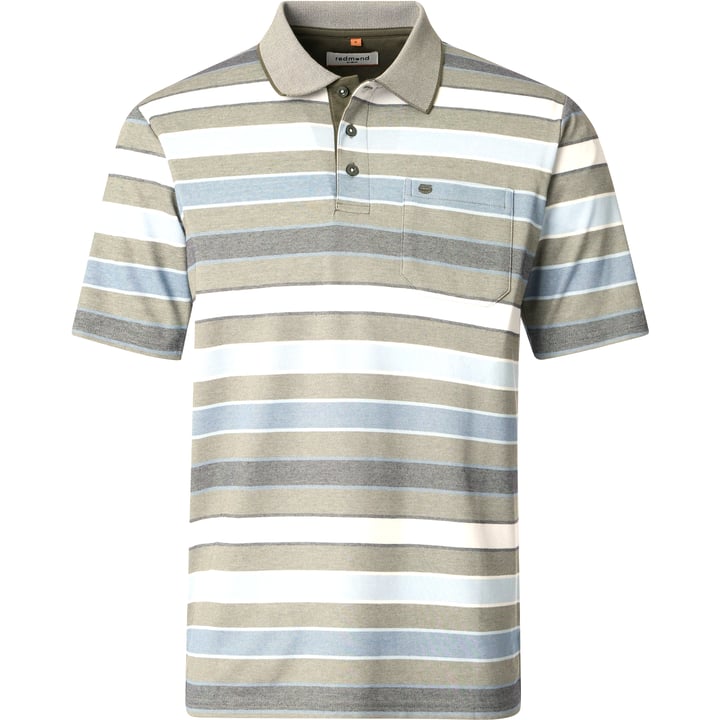 Redmond big men herenpolo met borstzak two tone gestreept Olijfgroen