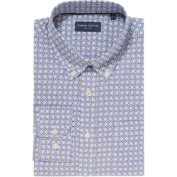 Koop Printoverhemd LM halve cirkels Chris Cayne Roodbruin voor slechts  € 39,95 bij Henk ter Horst herenmode