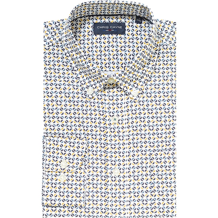 Koop Printoverhemd LM halve cirkel kruisjes Chris Cayne Wit voor slechts  € 39,95 bij Henk ter Horst herenmode