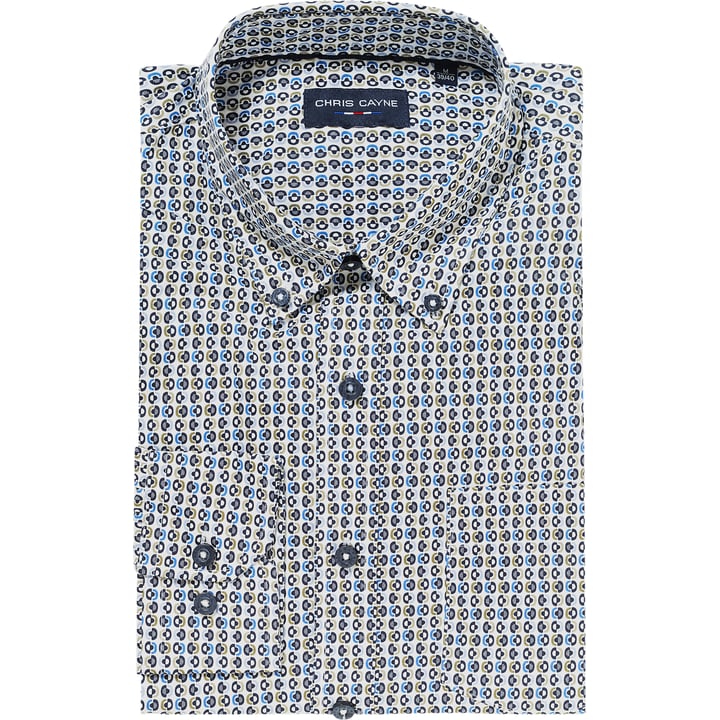 Koop Printoverhemd LM halve stip in cirkels Chris Cayne Wit voor slechts  € 39,95 bij Henk ter Horst herenmode