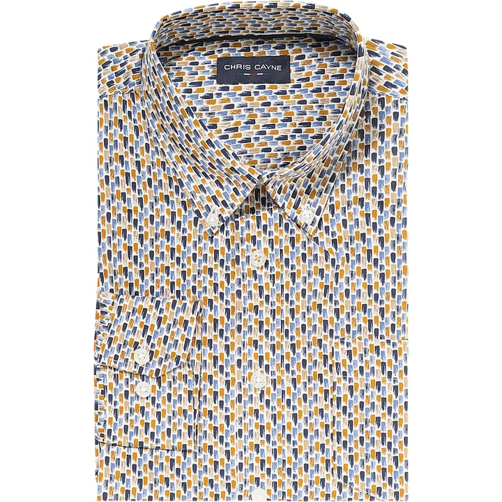 Koop Printoverhemd LM verfstrepen Chris Cayne Cognac voor slechts  € 39,95 bij Henk ter Horst herenmode