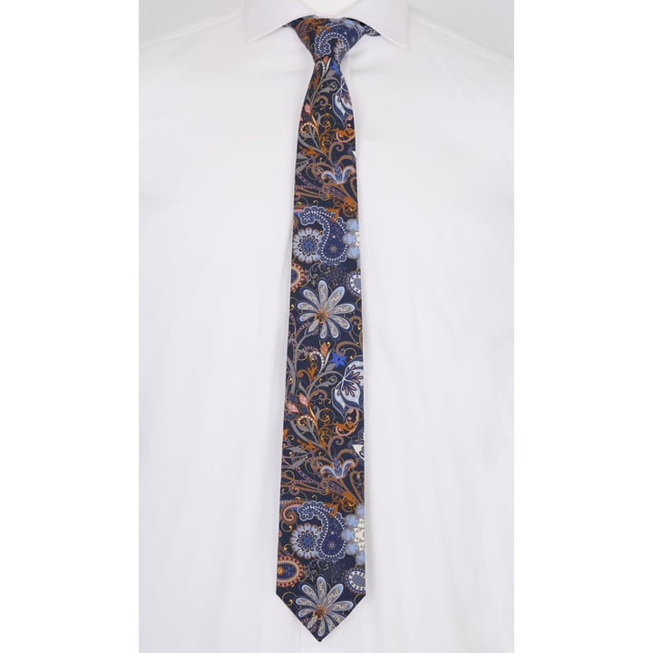 Henk ter Horst 100% katoenen stropdas met paisley bloemen print Bruin