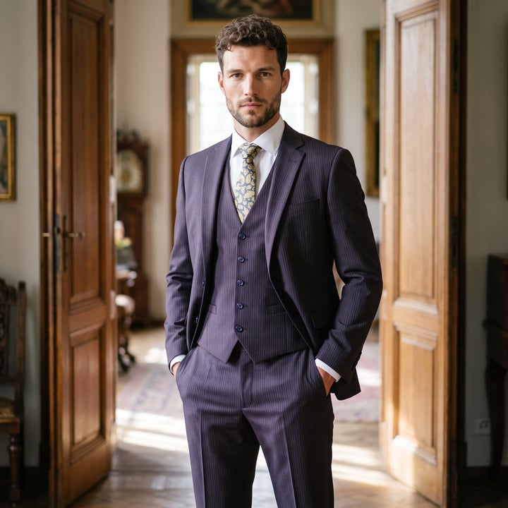 Koop Henk ter Horst 3-delig heren kostuum pinstripe Donkerblauw voor slechts  € 349,95 bij Henk ter Horst herenmode