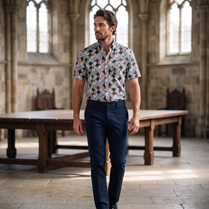 Koop Henk ter Horst 100% katoenen overhemd met korte mouw en fotoprint Groen voor slechts  € 79,95 bij Henk ter Horst herenmode