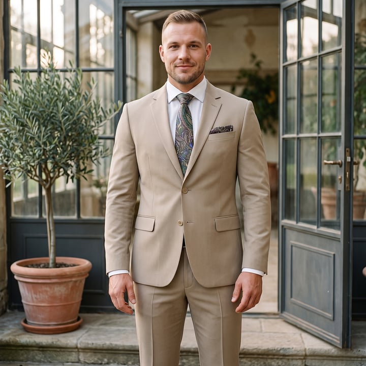 Koop Henk ter Horst 2-delig herenkostuum Beige voor slechts  € 449,95 bij Henk ter Horst herenmode
