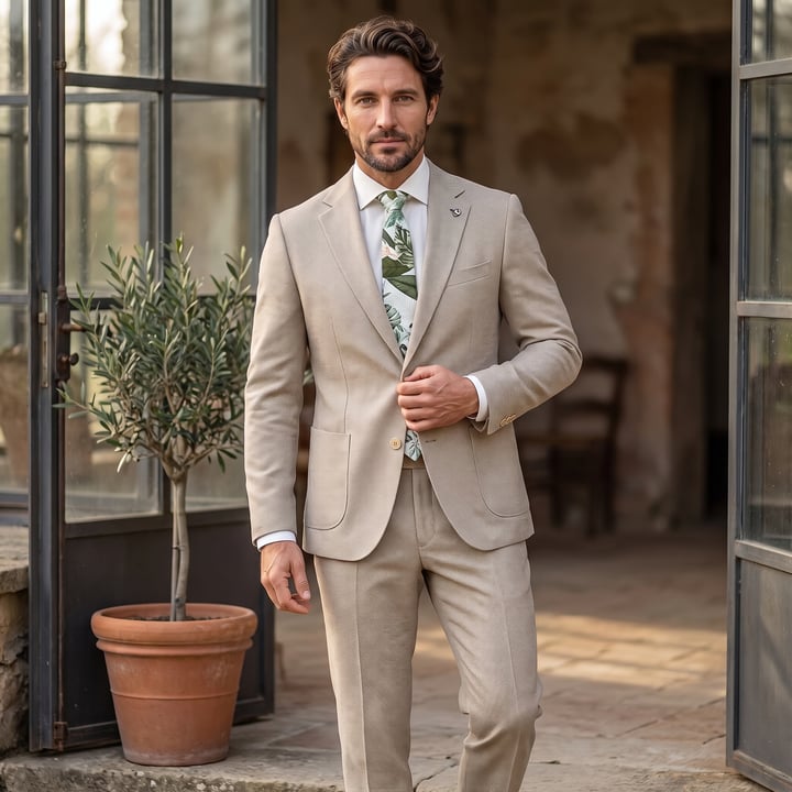 Koop Henk ter Horst Flexx slim-fit beige kostuum met stretch voor slechts  € 169,95 bij Henk ter Horst herenmode
