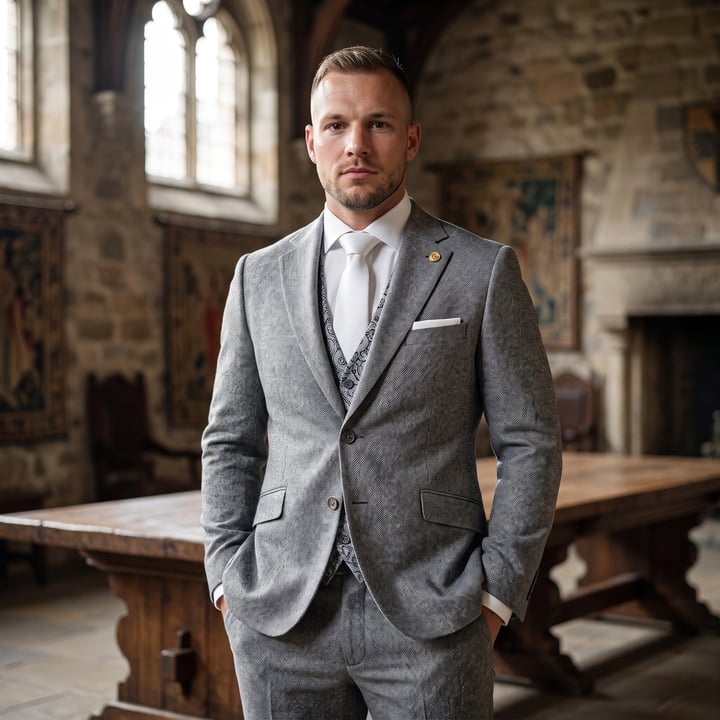 Koop Wilvorst 3-delig Green Wedding trouwkostuum gemeleerd scheerwol katoen zijdemix Grijs voor slechts  € 699,95 bij Henk ter Horst herenmode