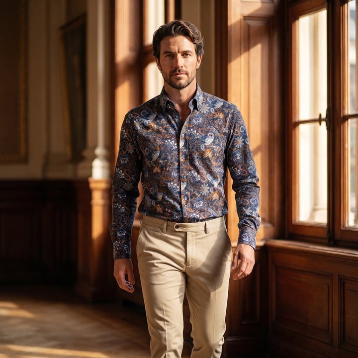 Koop Henk ter Horst 100% katoenen overhemd met lange mouw en paisley bloemen Bruin voor slechts  € 79,95 bij Henk ter Horst herenmode