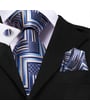 Koop Henk ter Horst stropdas zijde met manchetknopen en pochette set, grafische lijnen Blauw voor slechts  € 49,95 bij Henk ter Horst herenmode