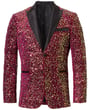 Henk ter Horst Velours velvet fluweel parels iriserend glanzend glitter tuxedo jacket smokingcolbert met opgesneden revers Rood