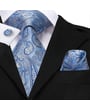 Koop Henk ter Horst stropdas zijde met manchetknopen en pochette set, paisley Blauw voor slechts  € 49,95 bij Henk ter Horst herenmode
