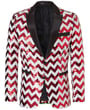 Henk ter Horst Feestcolbert omkeerbaar reversible zigzagpatroon paillet iriserend glanzend glitter tuxedo jacket smokingcolbert met opgesneden revers Rood