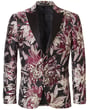 Henk ter Horst Feestcolbert floraal bladeren bloemen patroon lurex iriserend glanzend glitter tuxedo jacket smokingcolbert met opgesneden revers Bordeaux