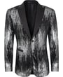 Henk ter Horst Feestcolbert pailletten iriserend zigzag glitter tuxedo jacket smokingcolbert met opgesneden revers, zwart Zilver