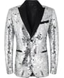 Henk ter Horst Feestcolbert pailletten groot en klein glanzend glitter spiegel tuxedo jacket smokingcolbert met opgesneden revers Zilver