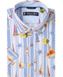 Koop Henk ter Horst 100% katoenen overhemd met korte mouw en zeilboten citroenen gestreepte print Geel voor slechts  € 79,95 bij Henk ter Horst herenmode