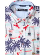Koop Henk ter Horst 100% katoenen overhemd met korte mouw en kreeften palmbomen bootjes print Rood voor slechts  € 79,95 bij Henk ter Horst herenmode